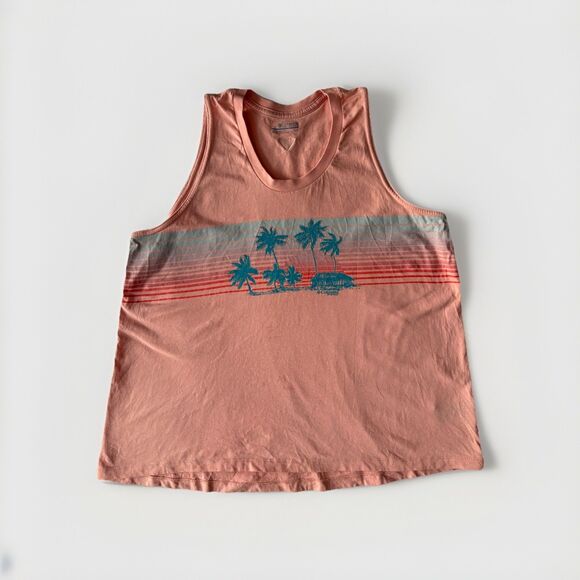 Columbia Women's PFG Bramley Bay Orange Tank Top XL Palm Trees - Picture 1 of 6